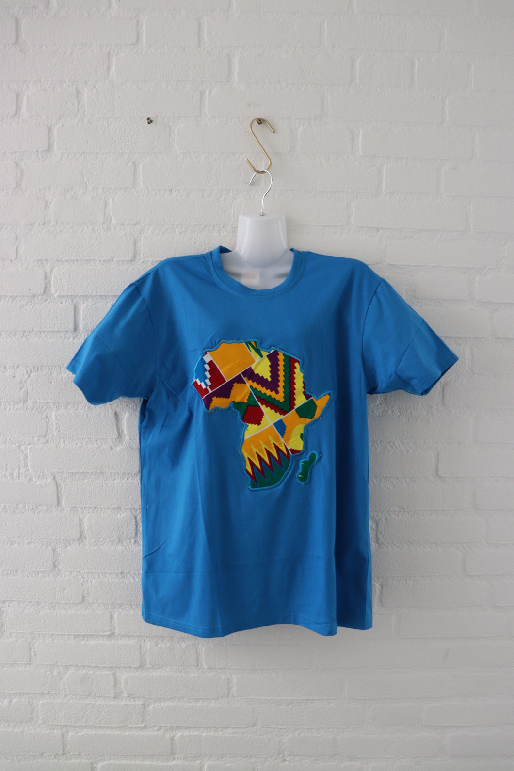 Afrikaanse Continent Print Tshirt (Unisex) - Blauw