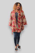 Afbeelding in Gallery-weergave laden, Kimono Vest in Afrikaanse Print - Donker Rood/Geel
