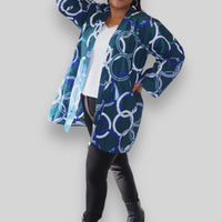 Kimono Vest van Afrikaanse Print - Blauw