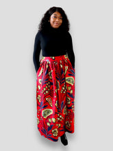 Afbeelding in Gallery-weergave laden, Maxi Rok met Slit van Afrikaanse Print - Rood
