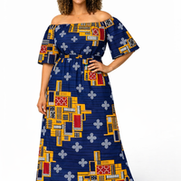 Afrikaanse Stof/ Diepblauw & Okergeel (Blokken)100%katoen
