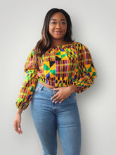 Afbeelding in Gallery-weergave laden, Kente Off Shoulder Top van Afrikaanse Print 1 Kente -
