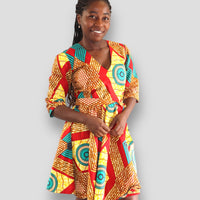 Midi Jurk van Afrikaanse Print - Multicolor 3