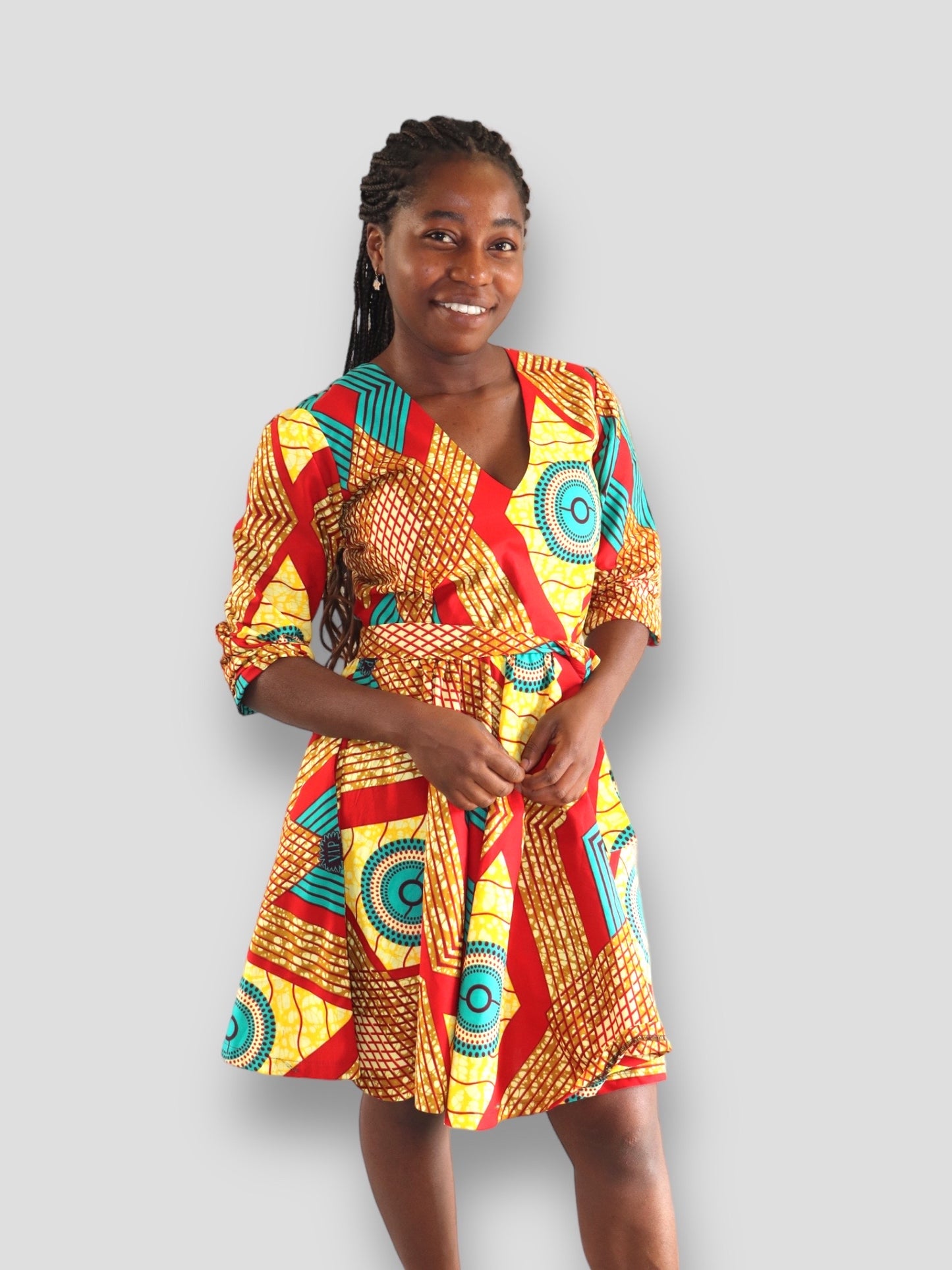 Midi Jurk van Afrikaanse Print - Multicolor 3