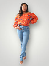 Afbeelding in Gallery-weergave laden, Off Shoulder Top van Afrikaanse Print - Oranje
