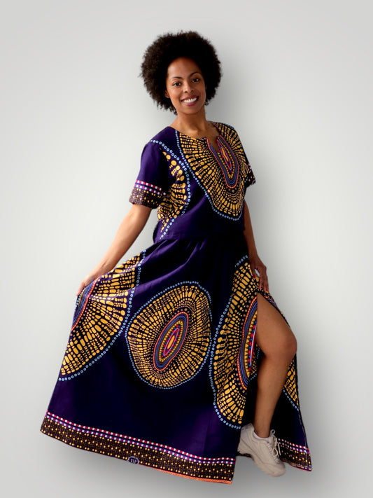 Top en Maxi Rok met Slit Co-ord Set - Paars