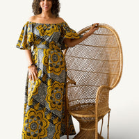 Rich Aunty Off-shoulder Maxi Jurk