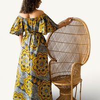 Rich Aunty Off-shoulder Maxi Jurk