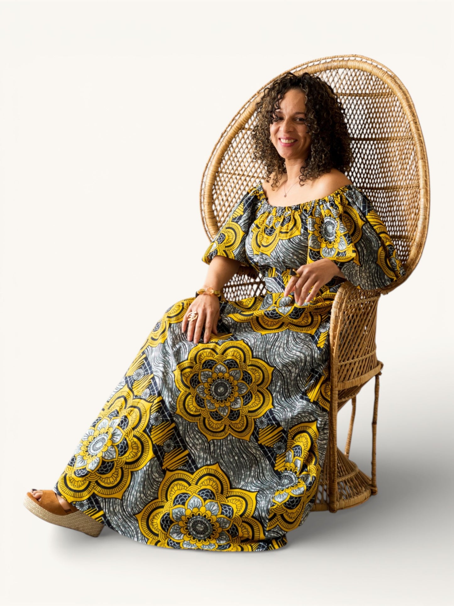 Rich Aunty Off-shoulder Maxi Jurk