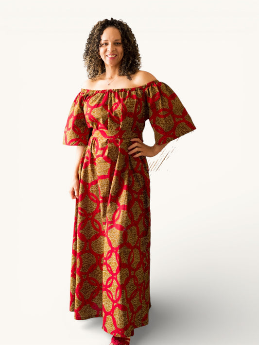 Off-the-shoulder Maxi-jurk