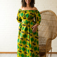 Off-shoulder maxi-jurk