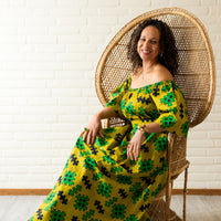 Off-shoulder maxi-jurk