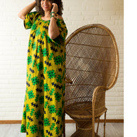 Rich Aunty Off-shoulder Maxi-jurk Limegroen & Zwart