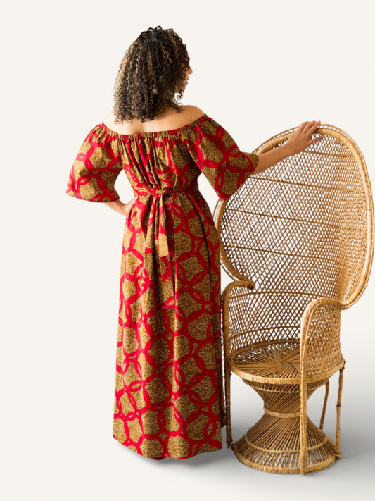 Off-the-shoulder Maxi-jurk