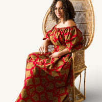 Off-the-shoulder Maxi-jurk