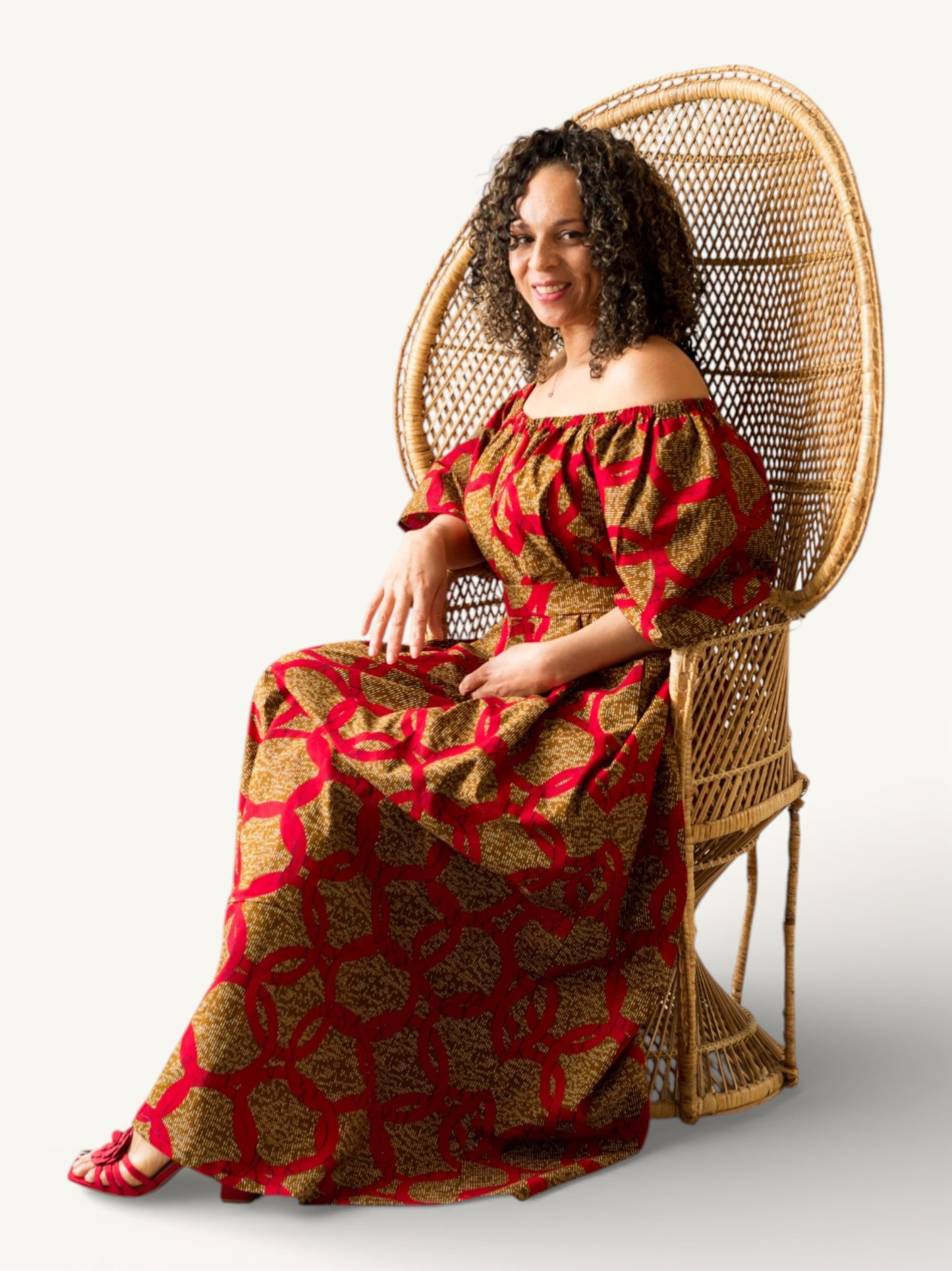 Off-the-shoulder Maxi-jurk