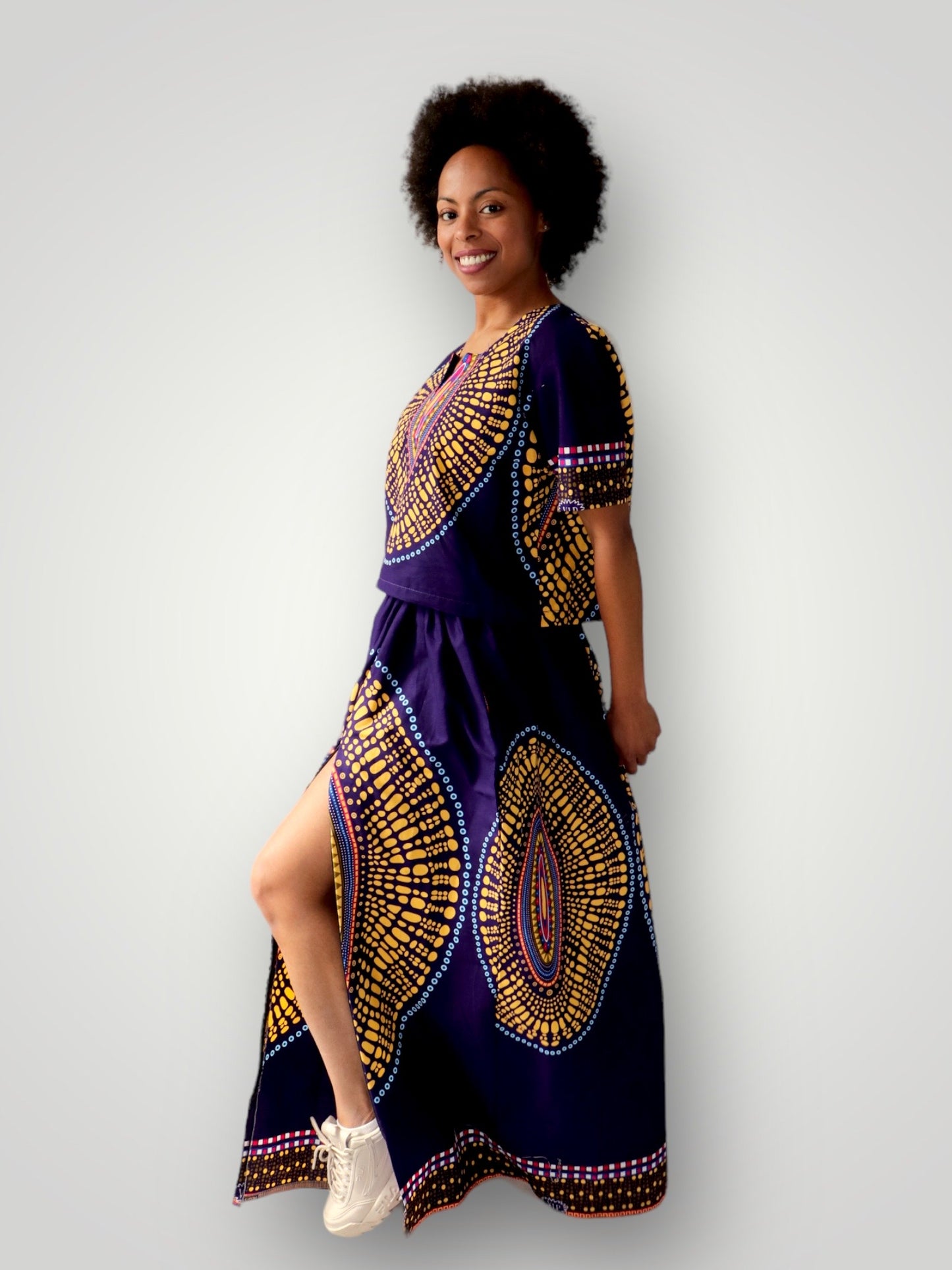 Top en Maxi Rok met Slit Co-ord Set - Paars