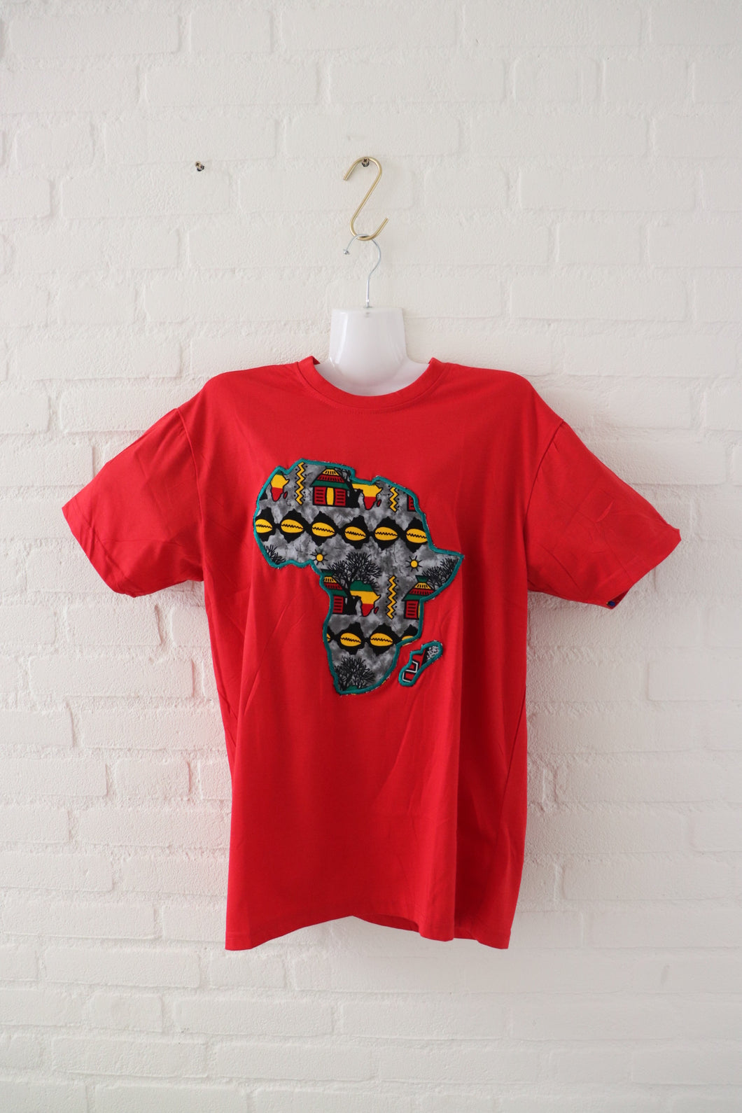 Afrikaanse Continent Print Tshirt (Unisex) - Rood