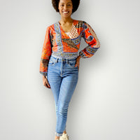 Wrap Top van Afrikaanse Print - Multicolor 1