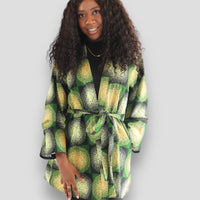 Kimono van Afrikaanse Print- Groen/Geel