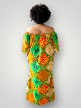 Afbeelding in Gallery-weergave laden, Off Shoulder Maxi Jurk van Afrikaanse Print - Multicolor 1
