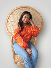 Afbeelding in Gallery-weergave laden, Off Shoulder Top van Afrikaanse Print - Oranje
