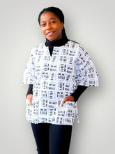 Afbeelding in Gallery-weergave laden, Dashiki Top van Afrikaanse Print - Wit/Zwart
