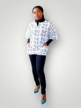 Afbeelding in Gallery-weergave laden, Dashiki Top van Afrikaanse Print - Wit/Zwart
