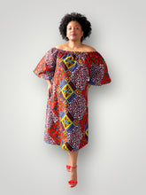 Afbeelding in Gallery-weergave laden, Off Shoulder Maxi Jurk van Afrikaanse Print - Multicolor
