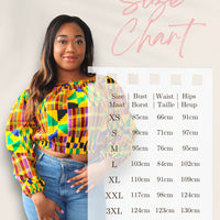 Off Shoulder Top van Afrikaanse Print - Geel