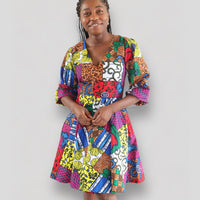 Midi Jurk van Afrikaanse Print - Multicolor 1