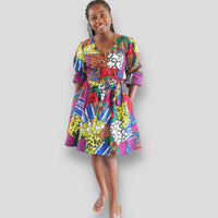 Midi Jurk van Afrikaanse Print - Multicolor 1