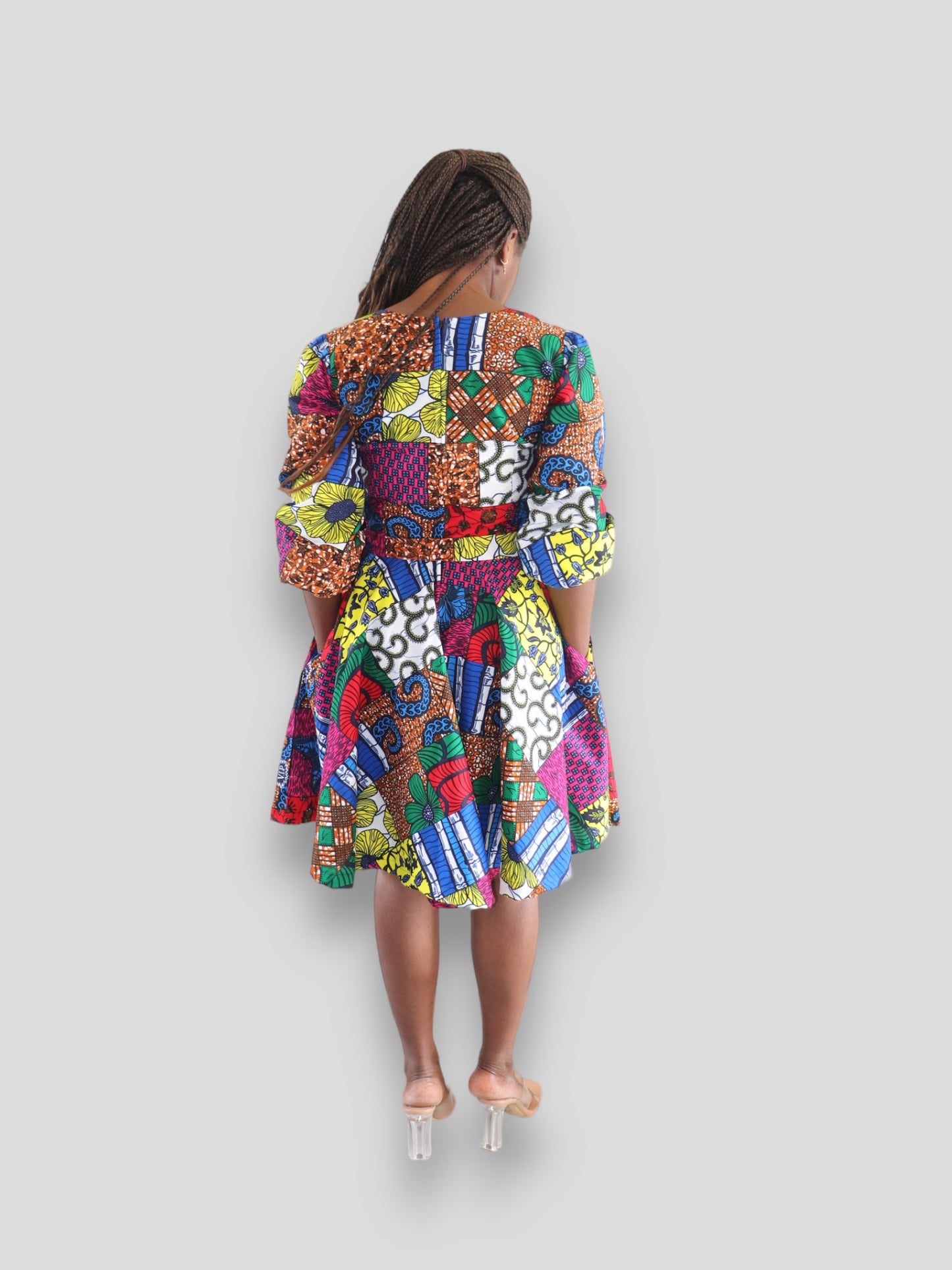 Midi Jurk van Afrikaanse Print - Multicolor 1