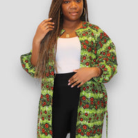 Kimono van Afrikaanse Print - Groen/Rood