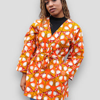 Afrikaanse Print Kimono Vest - Oranje
