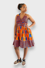 Afbeelding in Gallery-weergave laden, Infinity MultiwayMidi Jurk van Afrikaanse Print - Oranje/Blauw
