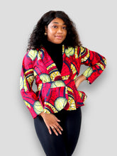 Afbeelding in Gallery-weergave laden, Peplum Long Sleeves Top van Afrikaanse Print - Rood/Geel
