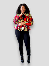 Afbeelding in Gallery-weergave laden, Peplum Long Sleeves Top van Afrikaanse Print - Rood/Geel
