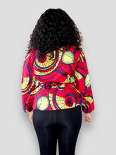 Afbeelding in Gallery-weergave laden, Peplum Long Sleeves Top van Afrikaanse Print - Rood/Geel
