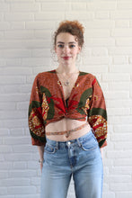 Afbeelding in Gallery-weergave laden, Wrap Top – Rood/Groen met Abstract Motief

