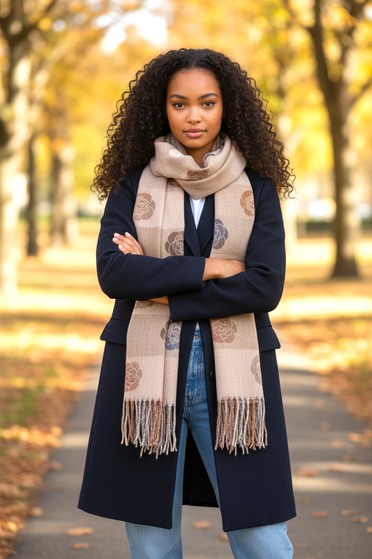 NANA sjaal met omkeerbaar bloemenmotief