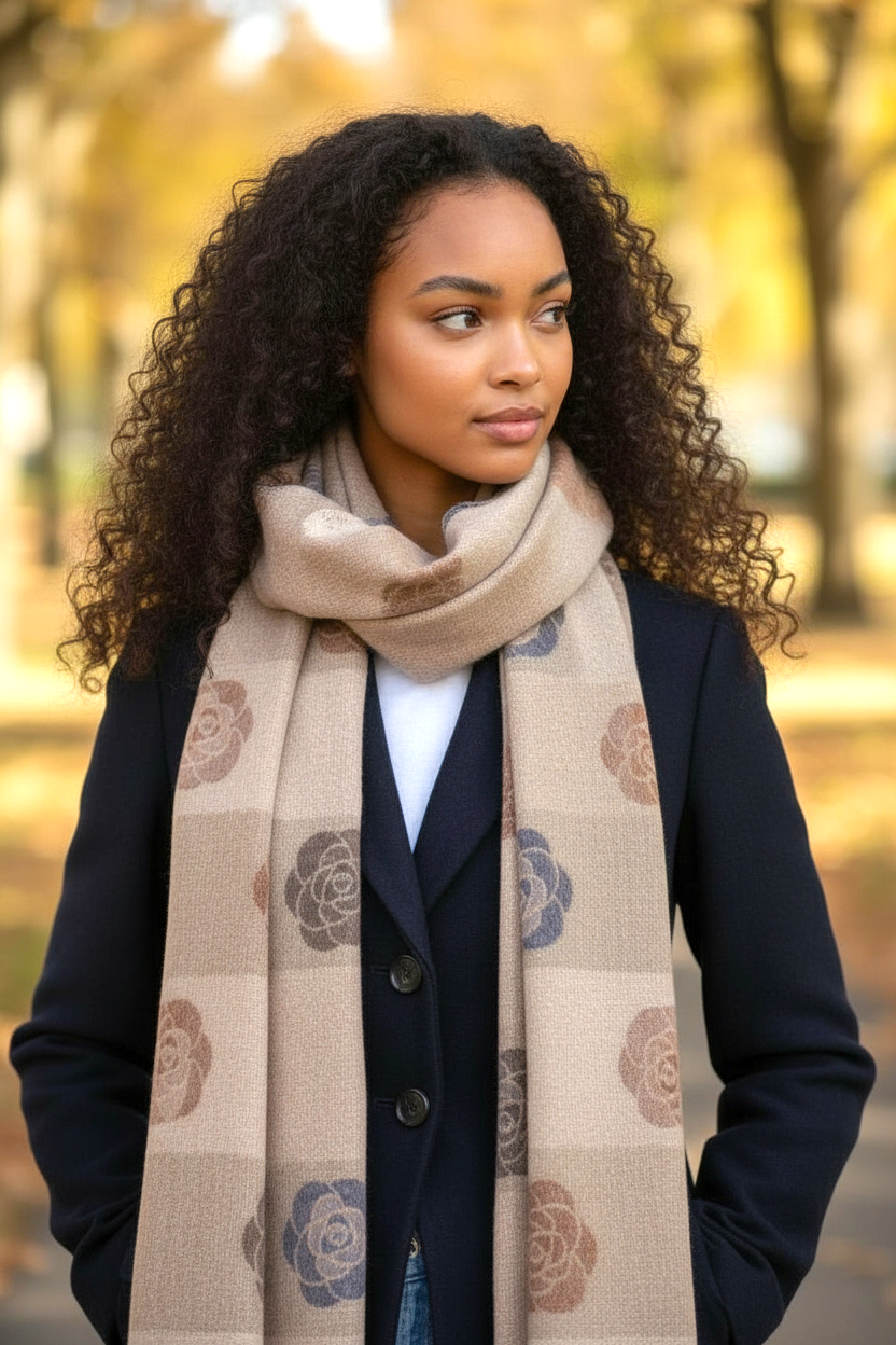 NANA sjaal met omkeerbaar bloemenmotief