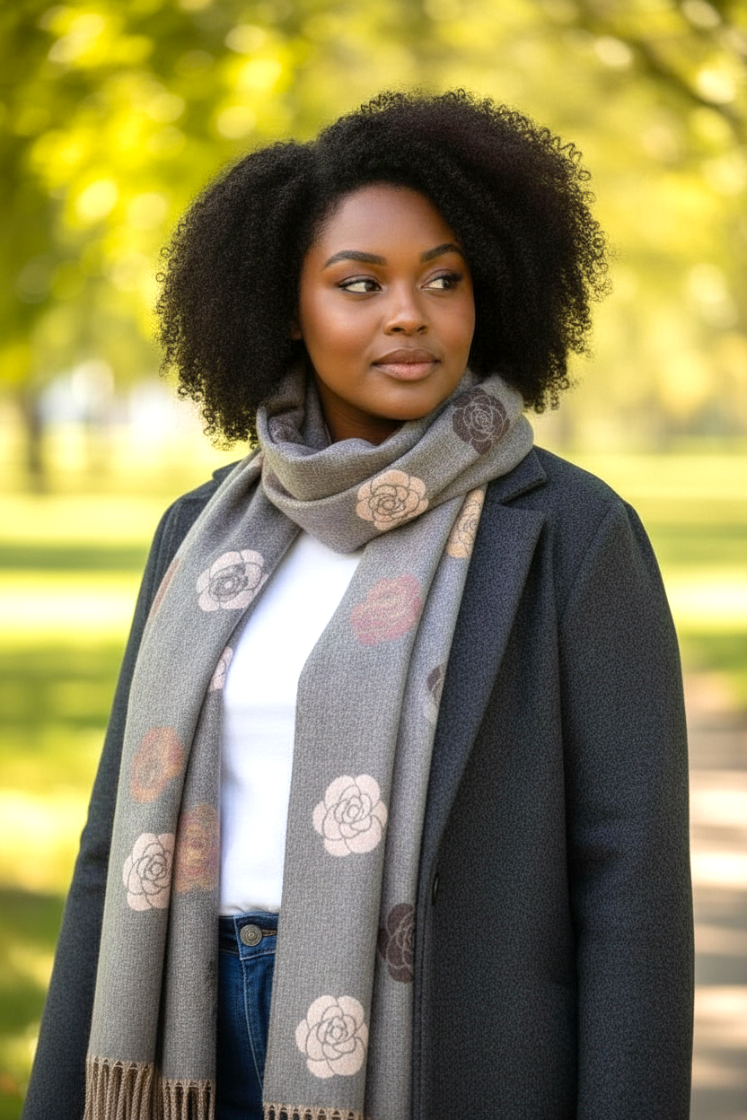 NANA sjaal met omkeerbaar bloemenmotief