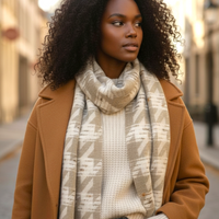 NANA Sjaal met Patronen en Franjes (Beige)