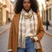 NANA Sjaal met Patronen en Franjes (Beige)