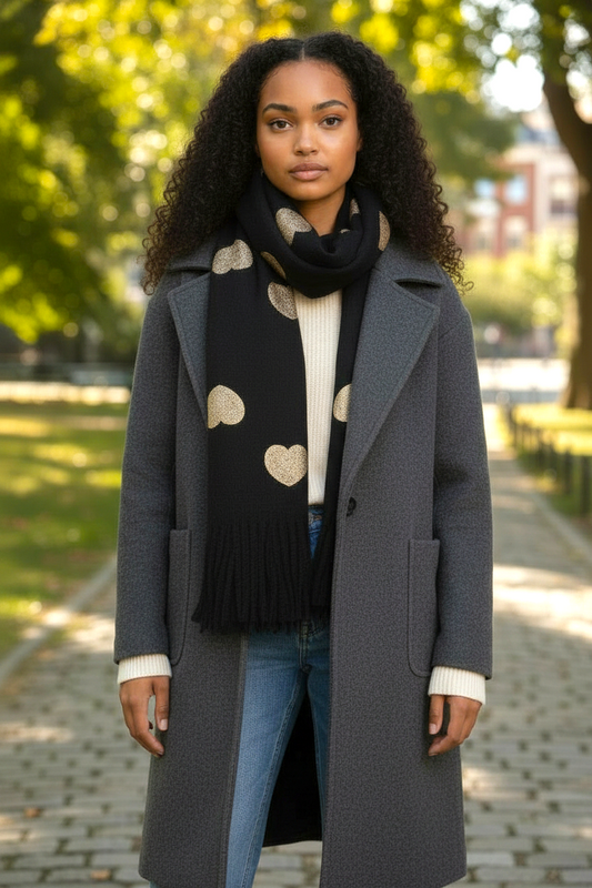 NANA sjaal met hartmotief (Zwart)