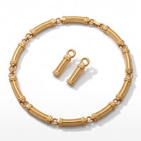 Gouden sieradenset met staafjesschakels, ketting en oorbellen