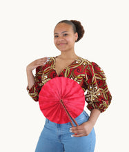 Afbeelding in Gallery-weergave laden, Wrap Top Afrikaanse Wax-Stof met Ballonmouwen
