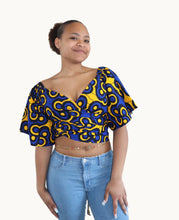 Cargar imagen en el visor de la galería, Wrap Top met Wijde Mouwen van Afrikaanse Wax-Stof
