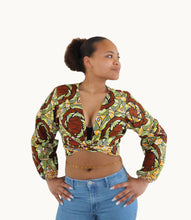 Afbeelding in Gallery-weergave laden, Crop Top met Lange Mouwen van Afrikaanse Wax-Stof

